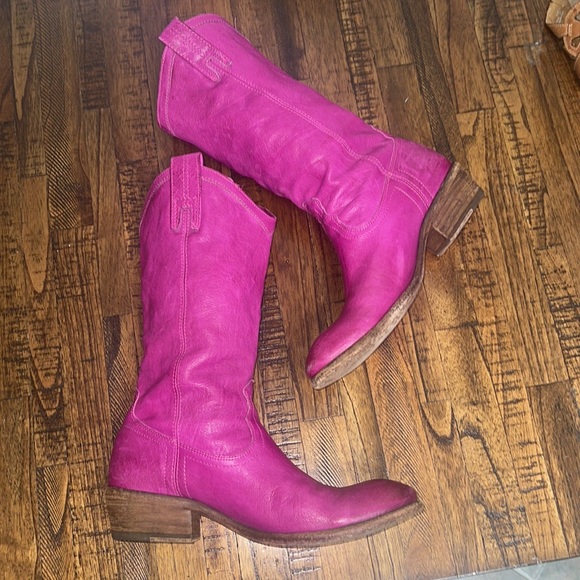 Frye Boots Carson pull on Berry Pink leather cowgirl western country 9.5 B - Picture 7 of 15